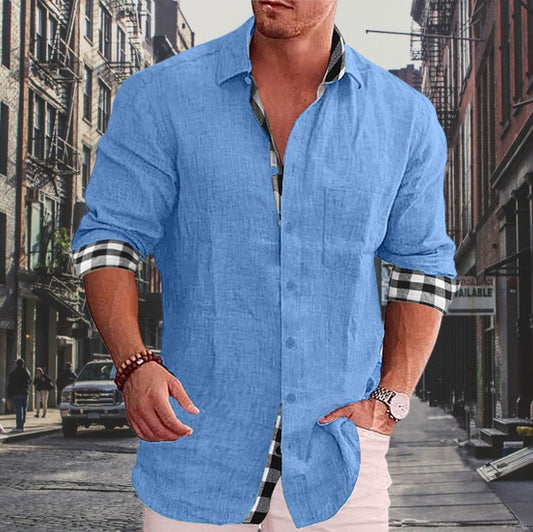 ✨2024 Summer Gentleman Panelklädd Casual Knoppar Pocket Blus