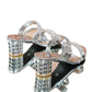 Damersandaler med blockhäl och rhinestone-utsmyckning