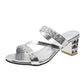 Damersandaler med blockhäl och rhinestone-utsmyckning