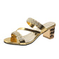 Damersandaler med blockhäl och rhinestone-utsmyckning