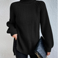 Bomull Turtleneck Raglanärmad tröja med delad nederkant
