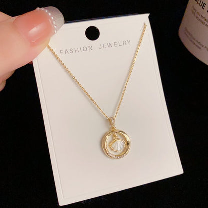 ✨Skinande elegans: 💖Charmigt zirkoncirkel- och kammusslahalsband🐚