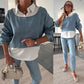 Dam Mode Långärmad Denim Topp & Byxor Tvådelat Set