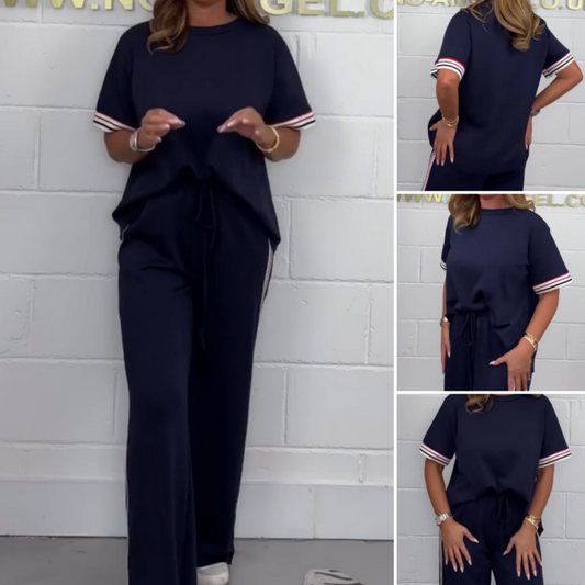 Set med kortärmad t-shirt och joggers med vida ben och sidostripe