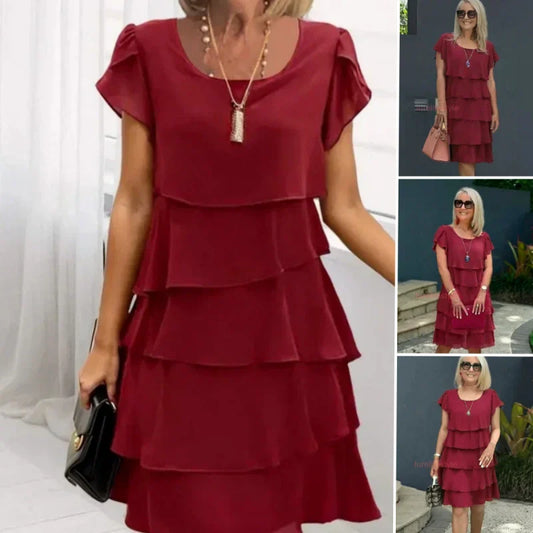 🔥2025 Ny 50% rabatt Hot Sale🔥Casual Wave Cut Ruffle-klänning för kvinnor