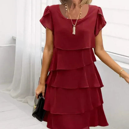 🔥2025 Ny 50% rabatt Hot Sale🔥Casual Wave Cut Ruffle-klänning för kvinnor