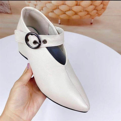 Kvinnors Chunky Heel Spetsiga Tåskor