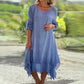 🌼Sista dagen-rea 49% OFF🌼Damklänning i elegant enfärgad rund hals med lös passform