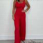 Sexy U Neck Backless Jumpsuit med vida ben för kvinnor