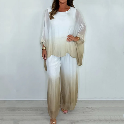 Mesh Mix Dip Dye-set med löst hängande topp och byxor