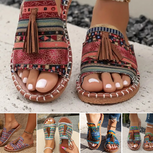 Damsandaler med boho-mönster