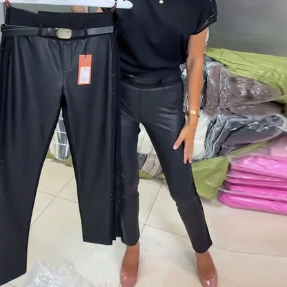 Dambyxor med hög midja i konstläder